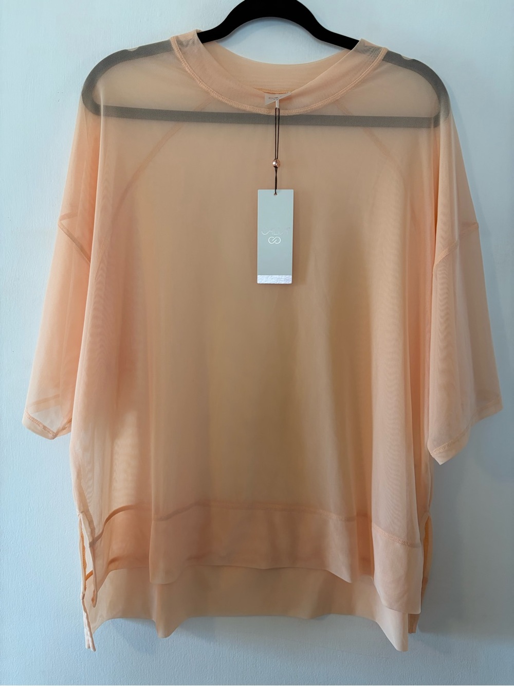 CALIA by Carrie Underwood Peach Oversized Mesh Tee Large